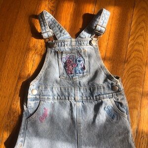 Angel and Stitch Embroidered Denim Overalls 2T-3T Primark Disney